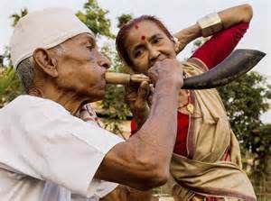 elderly couple celebrating Bihu