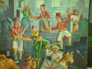 Chennamma engaged in a fight against British forces