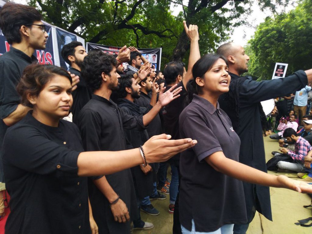 Asmita Theatre Group performing at the #StopKillingUs protest
