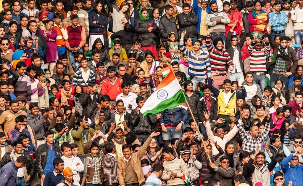 People with the Indian flag