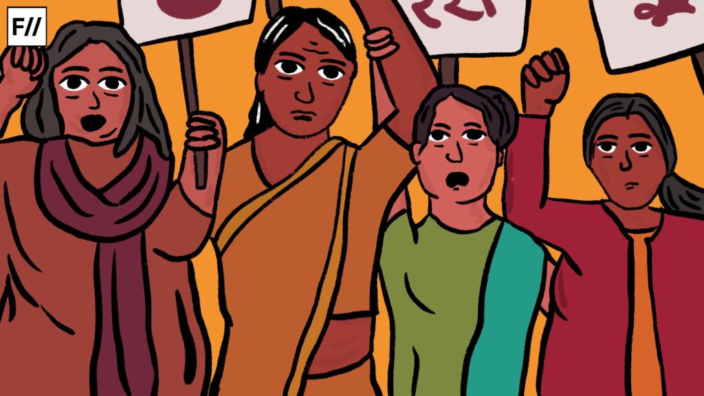 Illustration of protesting women