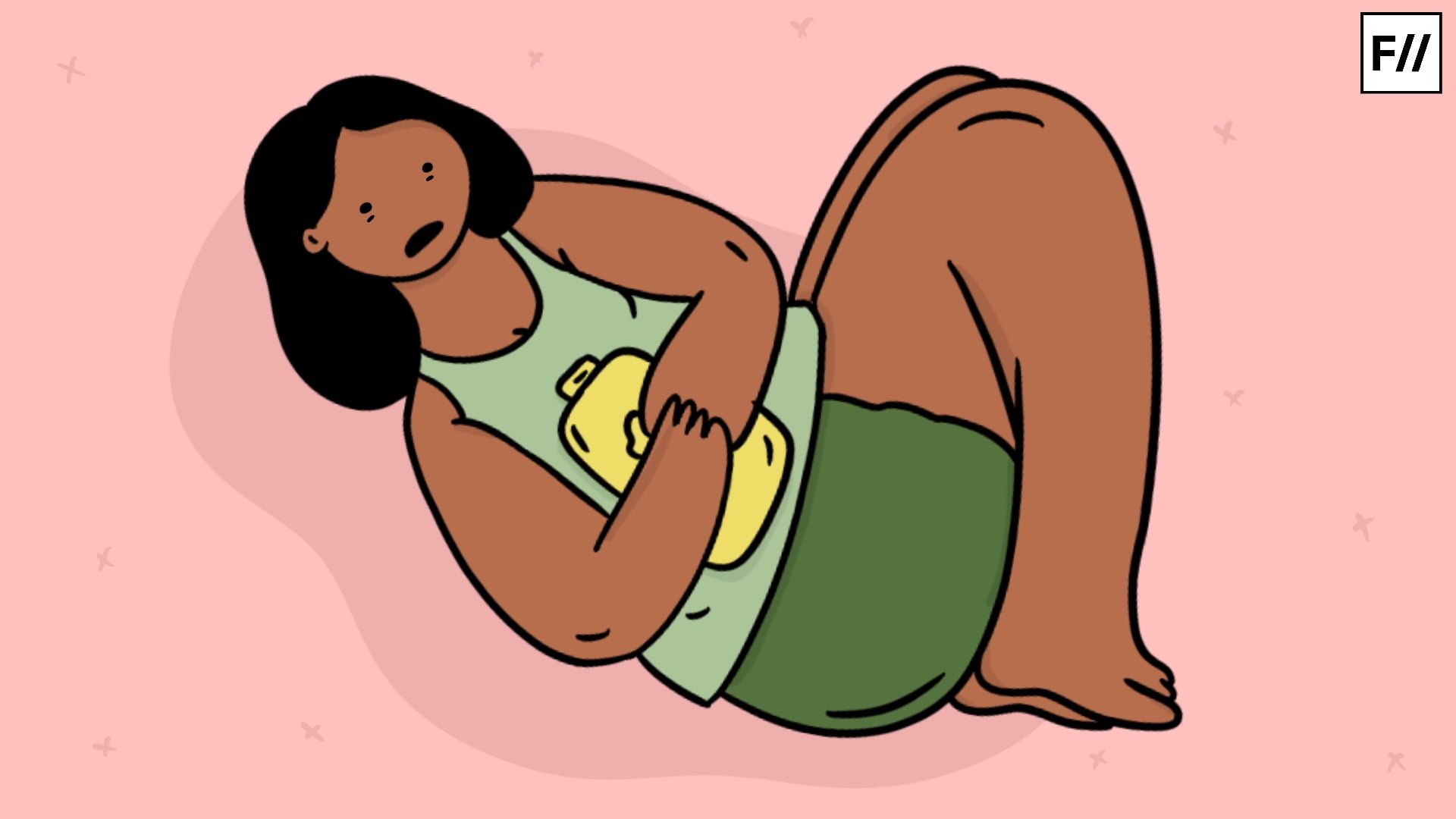 Shreya Tingal's illustration of period cramps for FII