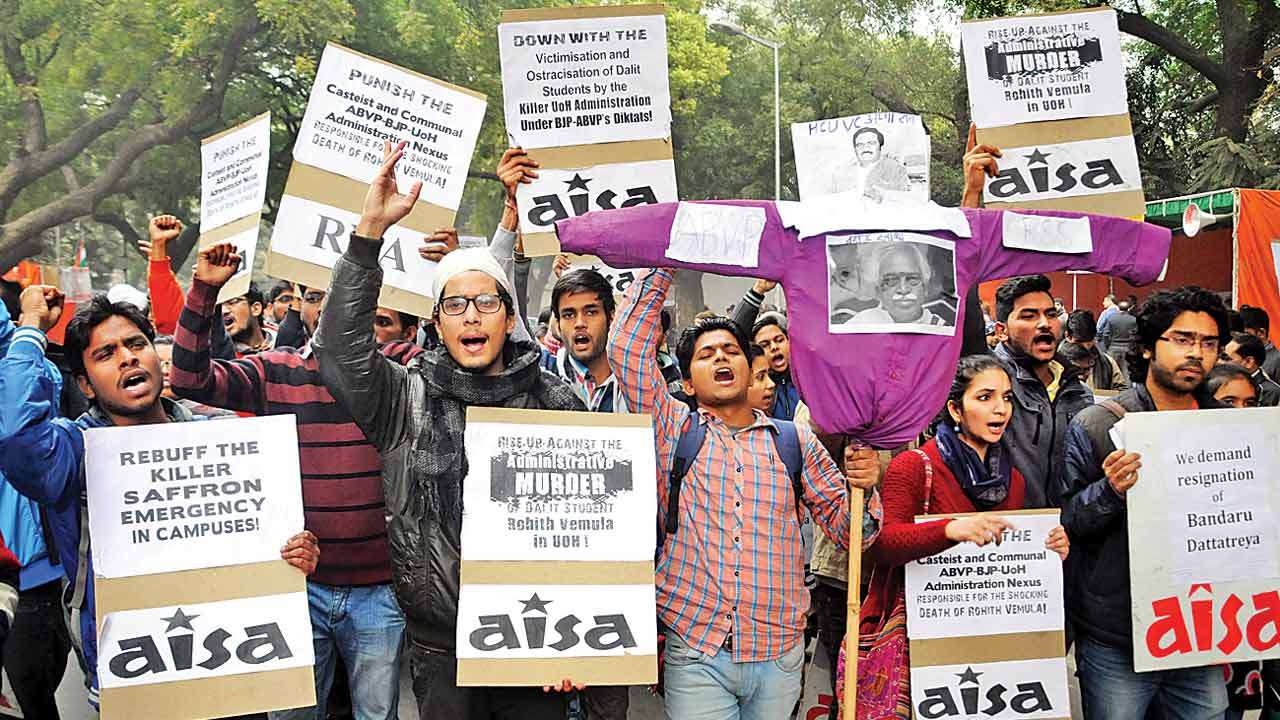 Protest against caste discrimination in academia 