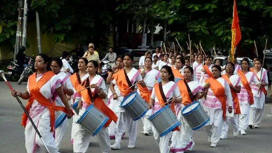 RSS school girls marching 