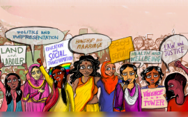 Illustration of protesting women 