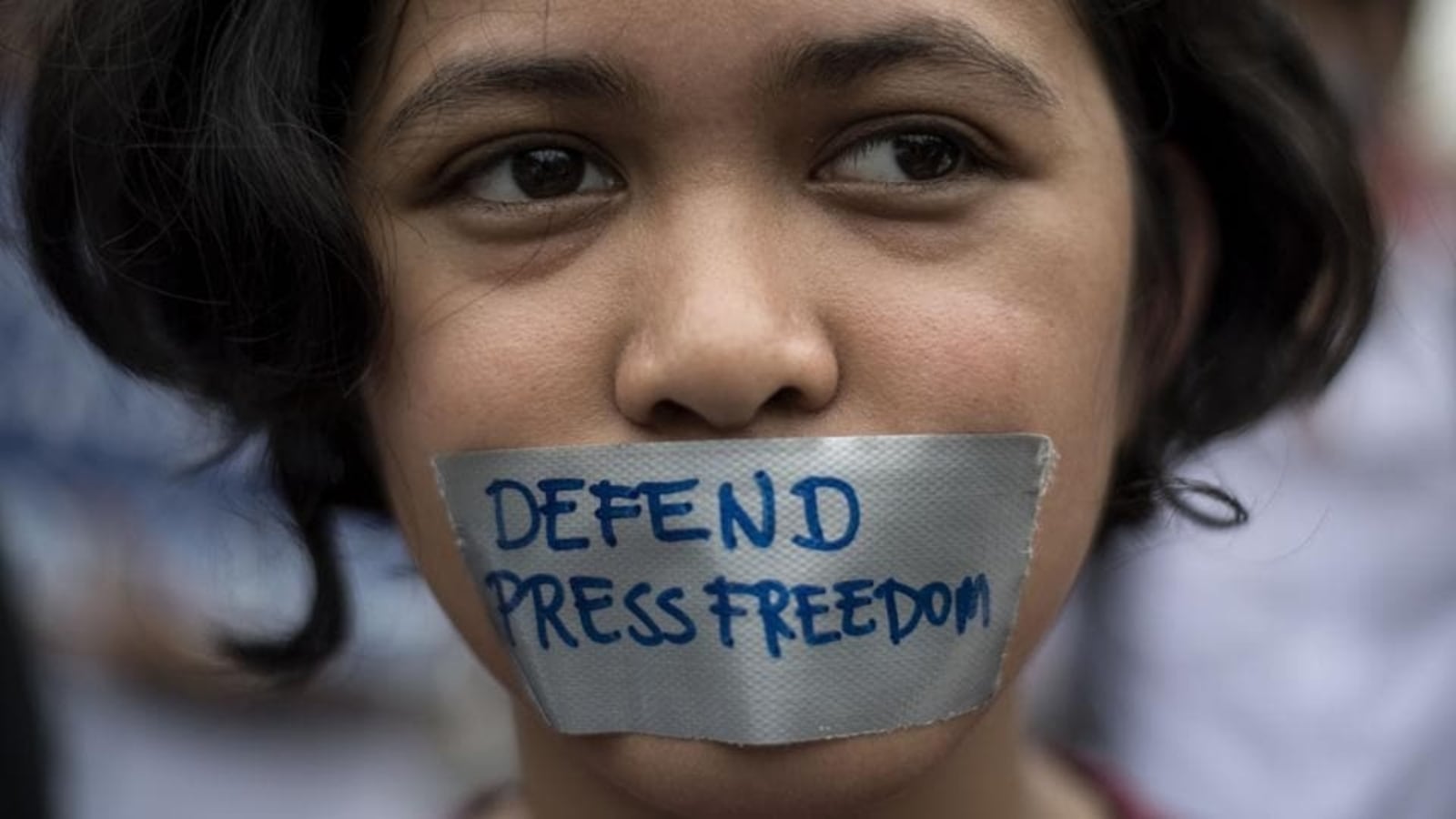 Protestor advocating for press freedom