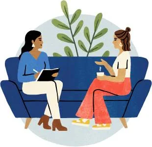 Illustration of therapist and client