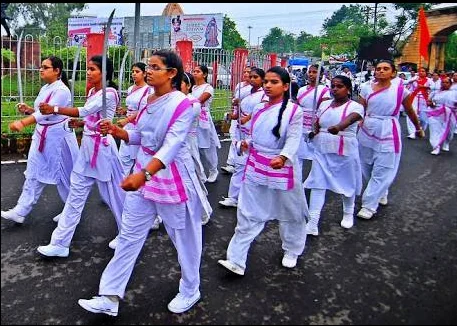 RSS school girls marching 