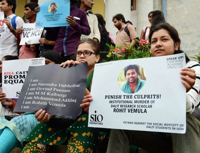 Protests after the death of Rohith Vemula.