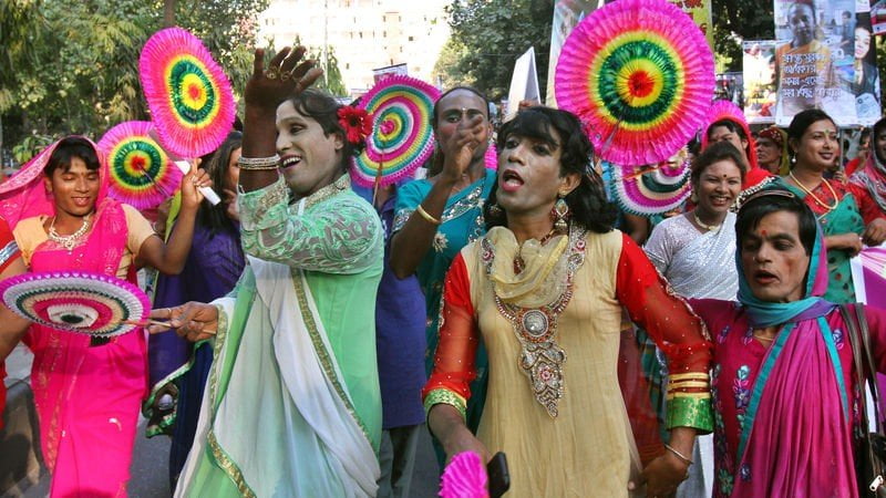 Members of the Hijra community at the first Pride Parade in Bangladesh 
