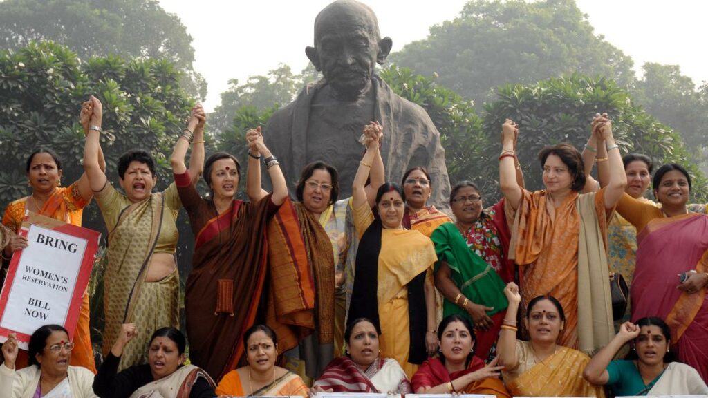 Protest for passing Women's Reservation Bill