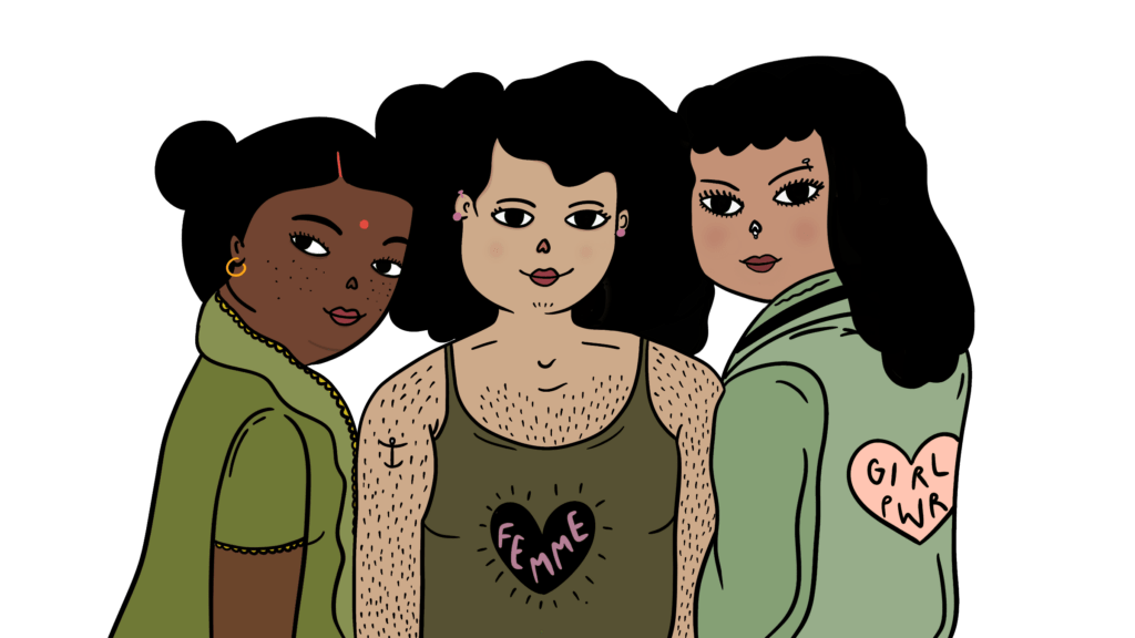 Illustration of three women 