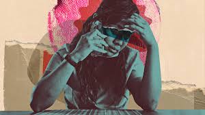 Woman under a lot of mental pressure