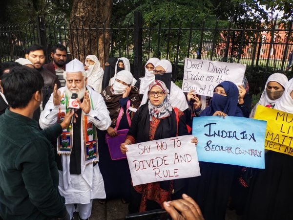 People protesting against citizenship laws in India