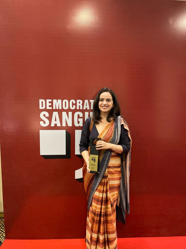 FII Founder Japleen Pasricha Felicitated As A Change Maker By NGO Democratic Sangha